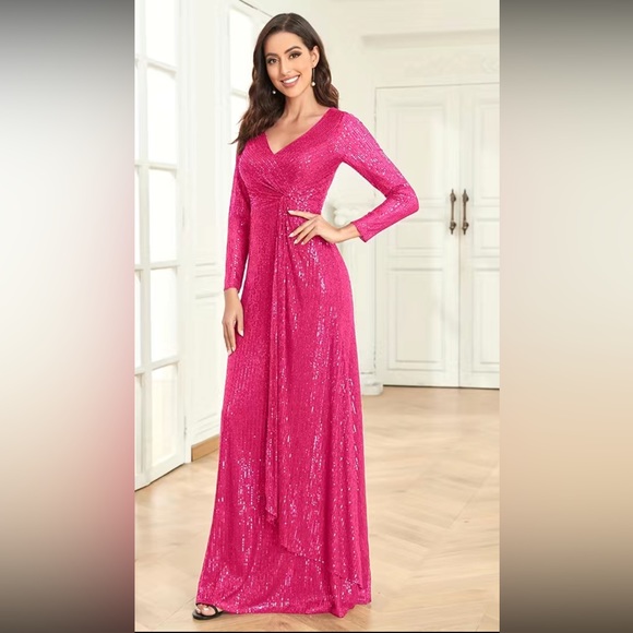 NWT Glamorous Sequins V-Neck Evening Dress-Perfect for Special OccasionS!SIZE XL - Picture 2 of 4